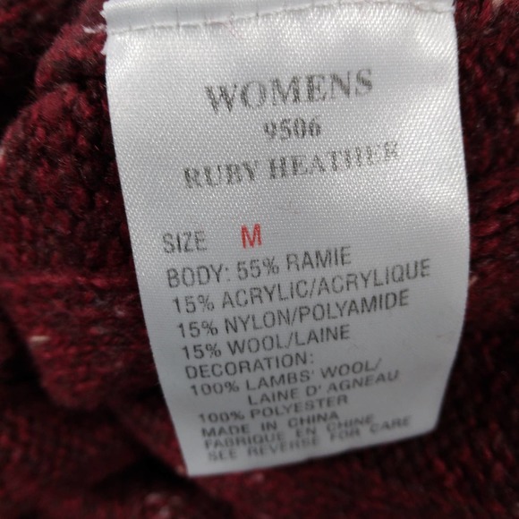 Woolrich Women 1/4 Zip Wool Pullover Ruby Heather Sweater Red - Picture 6 of 7
